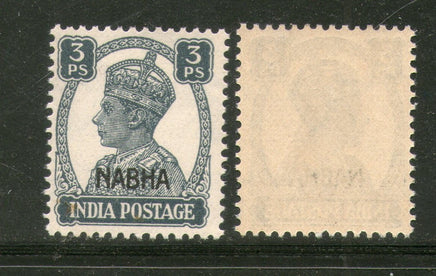 India Nabha State 3ps KG VI Postage Stamp SG 105 / Sc 100 MNH - Phil India Stamps