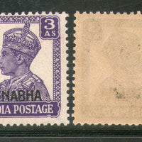 India Nabha state 3As KG VI Postage Stamp SG 112 / Sc 107 Cat. £6 MNH - Phil India Stamps