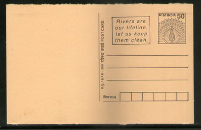 India 2001 50p Peacock Rivers Advertisement Postal Stationery Post Card # PCA331