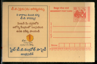 India 2007 25p Rock Cut Rath Tuberculosis Meghdoot Postal Stationery Post Card # PCA576