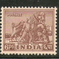 India 1949 6ps Konark Horse Archaeological 1st Definitive Series Phila-D2 1v MNH - Phil India Stamps