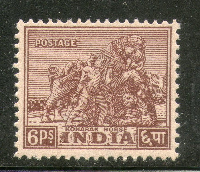 India 1949 6ps Konark Horse Archaeological 1st Definitive Series Phila-D2 1v MNH - Phil India Stamps