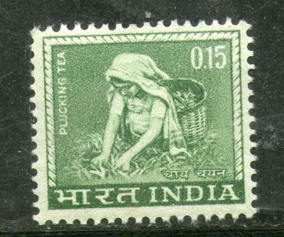 India 1966 15p Tea Plucking Agriculture 4th Def. Series WMK-Ashokan Phila-D77 MNH - Phil India Stamps