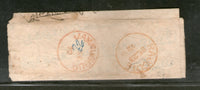 India 1872 QV ½A Stamped Small Envelope tied "80' & Red Jamnuggur , Rajcote Canc. # 25