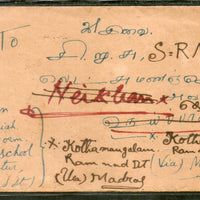 India Used Burma 1937 KGV 1A3px2 Stamped env. tied with Exp. P.O.Cds Also Rangoon DLO Neikben/Henzada cds # 3004