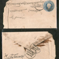 India QV ½An Blue Psenv with Bombay SW / Des 5 Duplex canc. to Ajmere # PH08