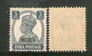 India Patiala State 3ps KG VI Postage Stamp SG 103 / Sc 102 Cat £3 MNH - Phil India Stamps