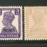 India Patiala State 3As KG VI Postage Stamp SG 110 / Sc 109 Cat £8 MNH - Phil India Stamps