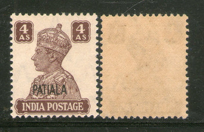 India Patiala State 4As KG VI Postage Stamp SG 112 / Sc 111 Cat £13 MNH - Phil India Stamps