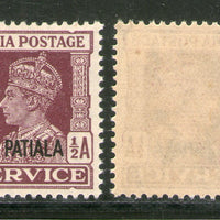 India Patiala State ½An KG VI Service Stamp SG O73 / Sc O64 MNH - Phil India Stamps