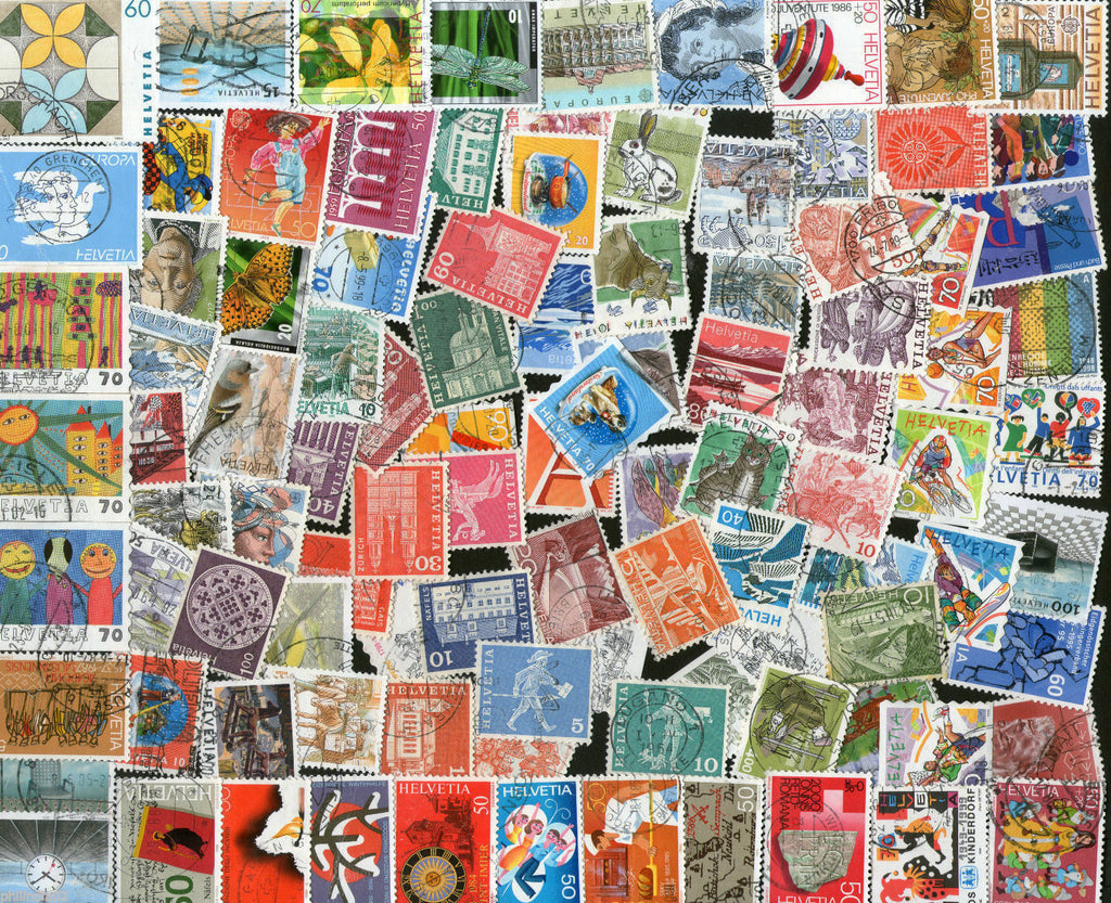 Switzerland 100 Different Used Stamps on Flower Flora Animal Painting Bird Sport - Phil India Stamps