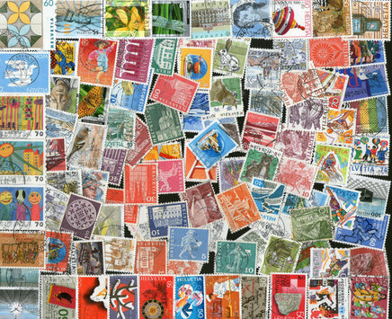 Switzerland 100 Different Used Stamps on Flower Flora Animal Painting Bird Sport - Phil India Stamps