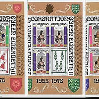 Grenada 1978 25th Anni Queen Elizabeth Coronation Sc 873-75 set of 3 Sheetlets