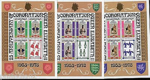 Grenada 1978 25th Anni Queen Elizabeth Coronation Sc 873-75 set of 3 Sheetlets