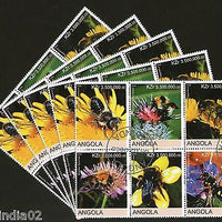 Angola 2000 Honeybees Insect Flower Fauna Setenant BLK/6 Cancelled X5 # 13504