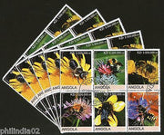 Angola 2000 Honeybees Insect Flower Fauna Setenant BLK/6 Cancelled X5 # 13504