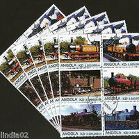 Angola 2000 Steam Locomotive Railway Transport Setenant BLK/6 CancelledX5 # 13488