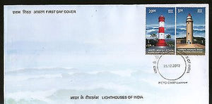 India 2012 Mahabalipuram - Alleppey Lighthouses of India Architecture 2v FDC