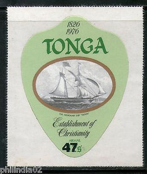 Tonga 1976 47$ Christinity Sailling Ship Odd Shaped Die Cut Adhesive MNH # 2433