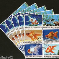 Angola 2000 Aquarium Fishes Marine Life Fauna Setenant BLK/6 Cancelled X5# 13496