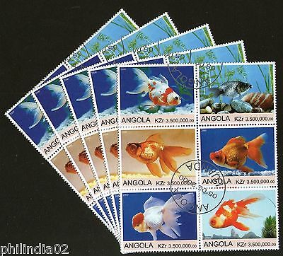 Angola 2000 Aquarium Fishes Marine Life Fauna Setenant BLK/6 Cancelled X5# 13496