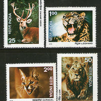 India 1976 Indian Wild Life Animal Lion Leopard Caracal Deer Phila-702a MNH