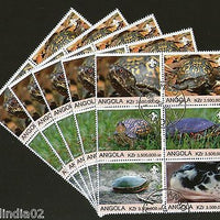 Angola 2000 Tortoise Reptiles Amphibians Fauna Setenant BLK/6 CancelledX5 #13491