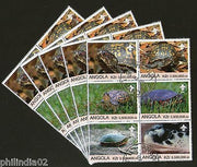 Angola 2000 Tortoise Reptiles Amphibians Fauna Setenant BLK/6 CancelledX5 #13491
