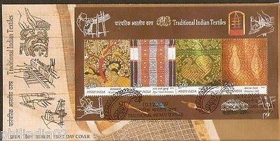India 2009 Traditional Indian Textile Silk  Embroidery Art Handicraft M/s on FDC