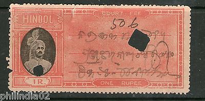 India Fiscal Hindol State Re. 1 Type 12 KM 126 Court Fee Stamp Revenue # 4008A