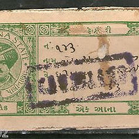 India Fiscal Palitana State 1An Green Type 9 KM 91 Court Fee Stamp Used # 4164B