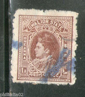 India Fiscal Gwalior State 1An Jivaji Type 57 KM 571 Revenue Stamp Used #4106B