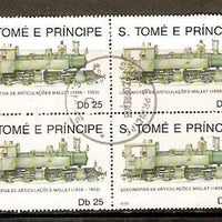 St. Thomas & Prince Island 1990 Steam Locomotive Railway Transport Blk/4 CTO #5519b
