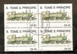 St. Thomas & Prince Island 1990 Steam Locomotive Railway Transport Blk/4 CTO #5519b
