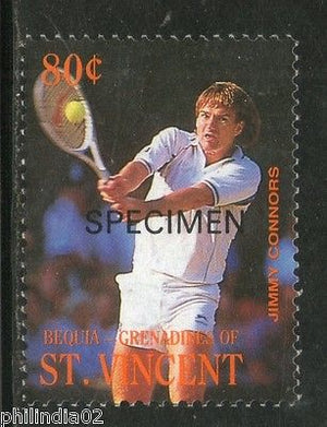 St. Vincent Gr.-BEQUIA 1988 Tennis Jimmy Connors Sc 262 O/p "SPECIMEN" MNH #3707