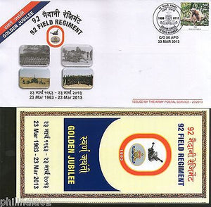 India 2013 Field Regiment Hoolock Monkey Military Coat of Arms APO Cover # 7393