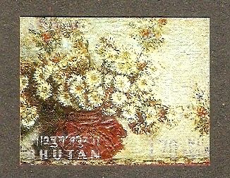 Bhutan 1970 Flower Vase Sc 114m Rousseau Van Gogh Reoir Painting Thick Card MNH