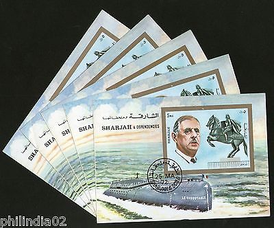 Sharjah - UAE 1972 Redoutable Class Submarine Transport M/s Cancelled x5 # 13479