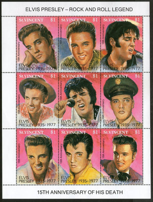 St. Vincent 1992 Elvis Presley Music Entertainer Singer Sc 1642 Sheetlet MNH # 9