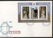 Niue 1986 60th Birthday Elizabeth II Prince Philip MapSc 513 M/s on FDC # 7821