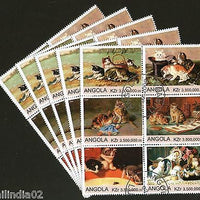 Angola 2000 Domestic Cats Animals Wild Life Setenant BLK/6 Cancelled x5 # 13501