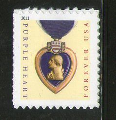 USA - United States of America 2011 Purple Heart with Ribbon Self-Adhesive MNH