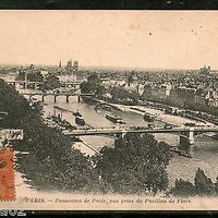 France 1919 PARIS - Panorama view from Pavillon de Flore Bridge View Card India