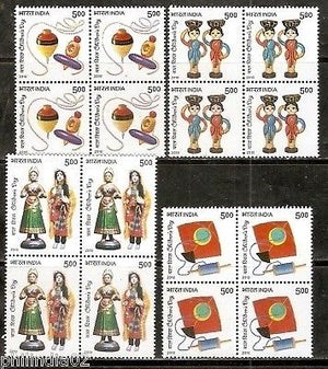 India 2010 Children's Day Toy Top Doll Phila-2645-48 BLK/4 MNH