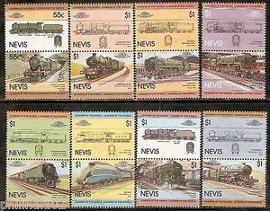 Nevis 1985 Locomotive Railway Train Transport 16v MNH