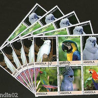 Angola 2000 Birds Parrot Macau Kakatoo Setenant BLK/6 Cancelled x5 # 13502