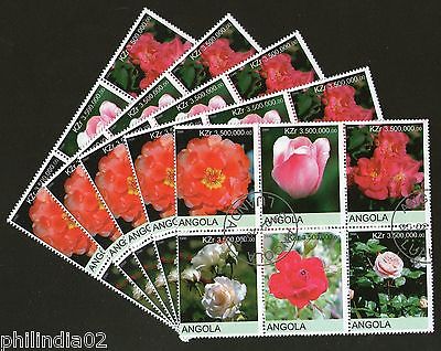 Angola 2000 Flower Tree Plant Orchid Flora Setenant BLK/6 Cancelled X5 # 13487