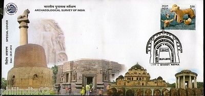 India 2012 Archaeological Survey Buddhist Monument Architecture Special Cover # 7254