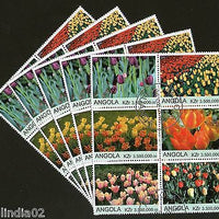 Angola 2000 Flower Tree Plant Orchid Flora Setenant BLK/6 Cancelled X5 # 13498