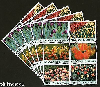 Angola 2000 Flower Tree Plant Orchid Flora Setenant BLK/6 Cancelled X5 # 13498